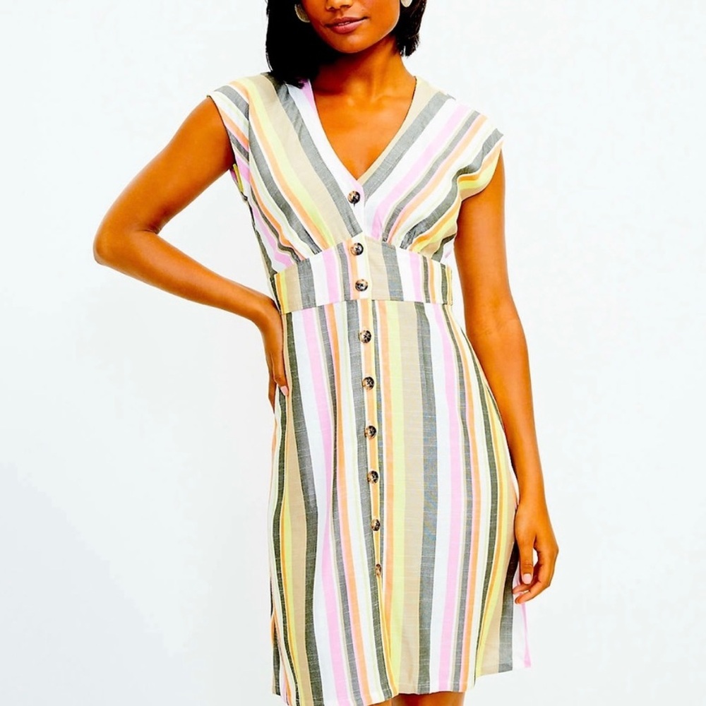 LOFT vibrant striped dress size 0 petite